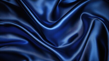 Fototapeta premium Deep royal blue satin fabric, blurred for a smooth and rich texture, evoking a sense of luxury and high-end design