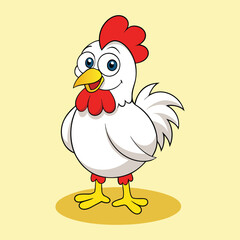 Little hen in cartoon style illustration