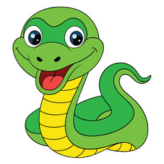 green snake cartoon vector illustration