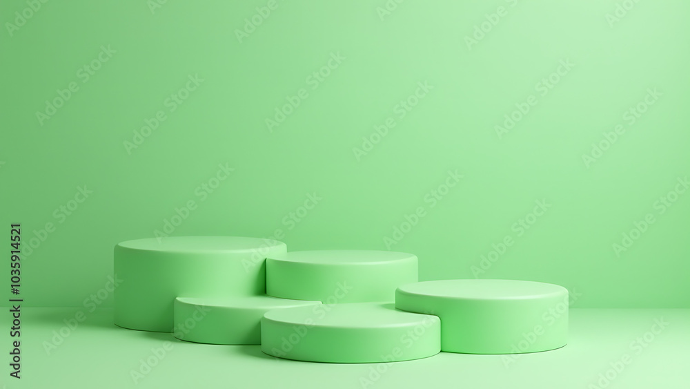 Aufkleber three round podiums in light green create an elegant setting to showcase beautiful products.