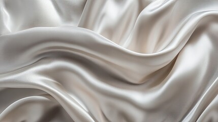 Fototapeta premium Soft, flowing satin fabric with blurred white and gray tones, creating a delicate and natural texture for a high-end design atmosphere
