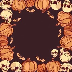 Fototapeta premium Background for Halloween with border of skull pumpkin