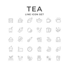 Set line icons of tea