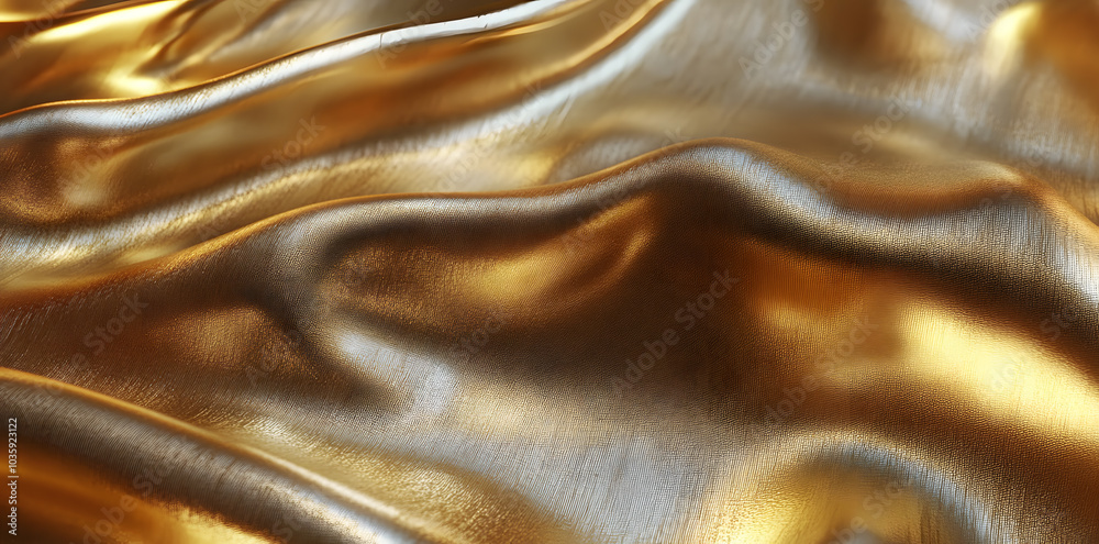 Sticker Abstract gold wave background with a luminous, metallic sheen. Golden waves of luxury abstract golden flow