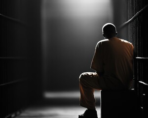 A solitary inmate sits in a dimly lit prison cell, reflecting on isolation and confinement strategies