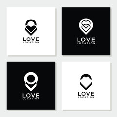 logo design combination pin and love, travel, heart, map, holiday, bookmark.
