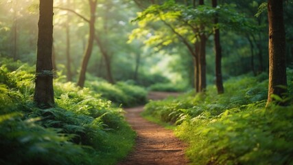 Fototapeta premium Forest Path in Verdant Embrace