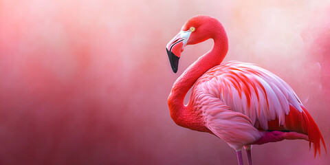 Naklejka premium Close-Up Portrait of a Pink Flamingo