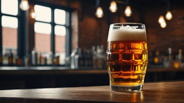 "Fresh Beer Pour in Modern Industrial Taproom"