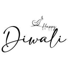 Happy diwali typography lettering vector illustration.