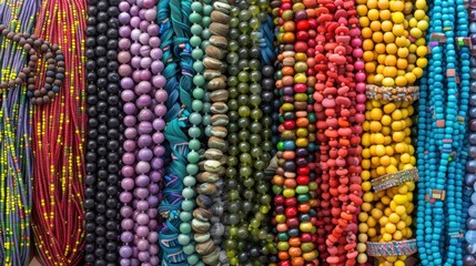 Colorful Variety of Handcrafted Beads for Jewelry Design, Crafting, and Decoration. Generative ai
