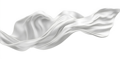 Fototapeta premium Realistic white silk satin cloth fabric floating in the air isolated on white background