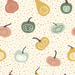 Funny pastel colored pumpkins seamless pattern