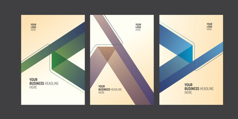 Corporate book cover design of three different colors and angle template