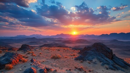 Spectacular Sunset Over Namibian Desert