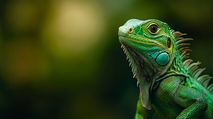 A vibrant green iguana cub stands out against a matching backdrop, showcasing the rich biodiversity of South America and Brazil. 