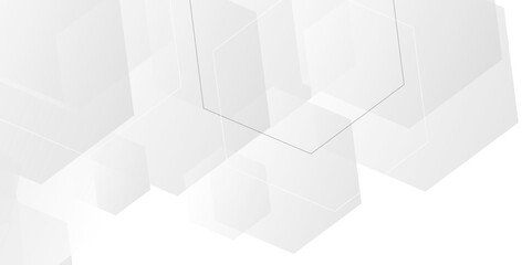 Abstract white background with hexagon and hexagonal background. vector abstract pattern with hexagonal white and gray technology line paper background.  Luxury honeycomb grid White Pattern. 