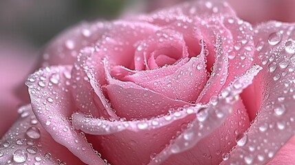 Close-up of a pink rose with water droplets.