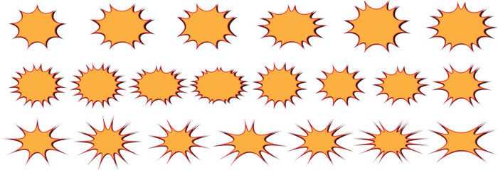 comic burst, speech bubble in yellow fill, red outline and black shadow with editable stroke