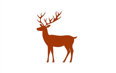 Fototapeta premium A stylized deer silhouette standing gracefully on a white background, highlighting its majestic antlers and elegant form