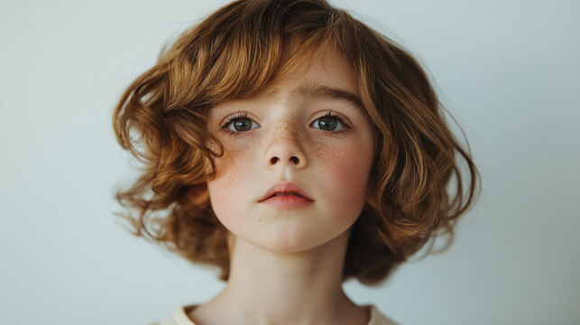girl six years old have brown short curley hair