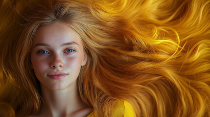 Naklejka premium portrait of beautiful young woman with yellow hair
