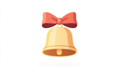A golden bell adorned with a red bow, symbolizing celebration and holiday cheer, shining brightly against a plain backdrop