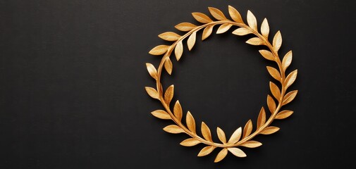 Elegant Golden Laurel Wreath on Dark Textured Background for Luxury Designs