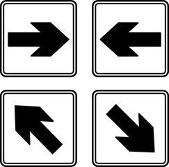 Emergency Exit Arrows. Vector Icons. Right, Left, Up, and Down Arrows. Sign Shows Evacuation Direction