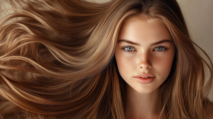 Naklejka premium portrait of a woman with long hair