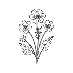 Elegant Hand-Drawn Floral Line Art Illustration

