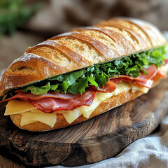 Fresh sandwich with lettuce and meat