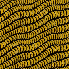 Abstract pattern resembling rope texture, yellow Abstract pattern resembling rope texture, yellow background with wavy lines