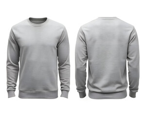 A grey men's sweatshirt displayed from both front and back, featuring a clean, simple design for casual or athletic occasions.