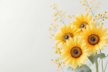 Naklejka premium Beautiful sunflower field, nature element, hyper-realistic rendering, vibrant colors, isolated on white background