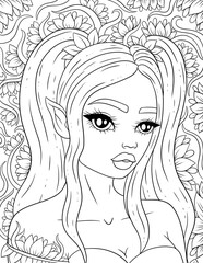 Fairy coloring page for adult