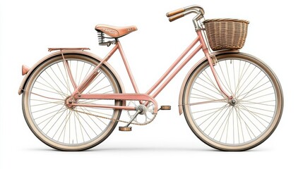 Charming vintage bicycle, transportation element, retro illustration, muted tones, isolated on white background