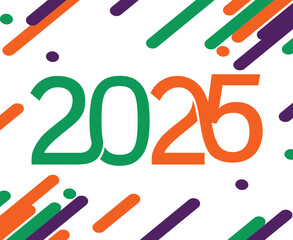 2025 Happy New Year Holiday Abstract Multicolor Isolated Elegant Design Vector Illustration