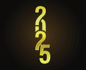 2025 Happy New Year Holiday Abstract Gold Isolated Elegant Design Vector Illustration