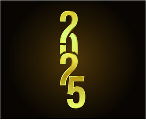 2025 Happy New Year Holiday Abstract Gold Isolated Elegant Design Vector Illustration
