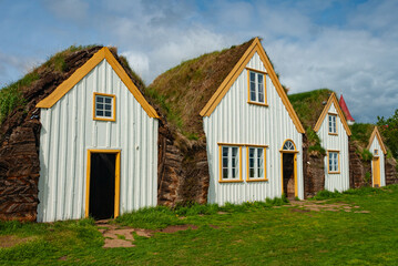 Old turfhouse, museum, Glaumbaer in Skagafjordur, in Iceland.