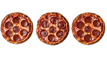Delicious Pepperoni Pizzas Displayed on a White Background Generative AI