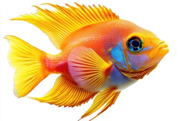 Fototapeta premium Fresh tropical fish, underwater element, realistic illustration, vibrant colors, isolated on white background