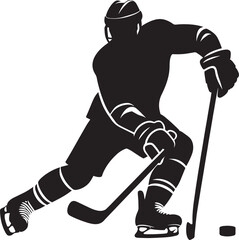 Hockey player Silhouette illustration isolated on a white background