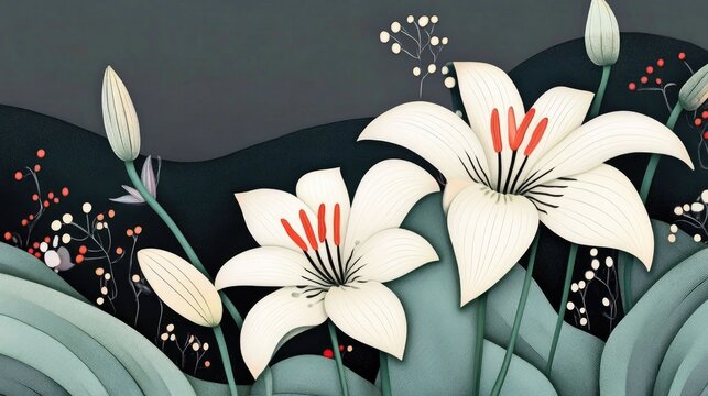 Lily Flower on Monochrome Background
