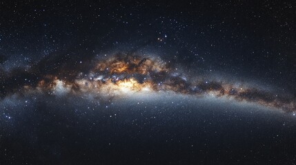 Fototapeta premium Panorama of the Milky Way Galaxy in a 3D cartoon rendering featuring stars against a night sky backdrop with an intriguing light from the constellations