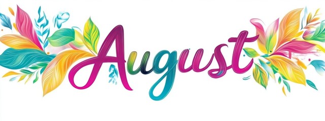 Fototapeta premium Eye-catching rainbow lettering for the name August.