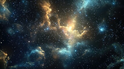 Naklejka premium 2D illustration set against a deep space stellar background with a black universe and a cold nebula featuring a 3D cartoon rendering