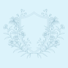 Floral Wedding monogram crest design. Vintage wedding monogram design. Wedding initial.