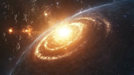 Obraz premium 3D cartoon visualization of a planet s stars and a galaxy in open space